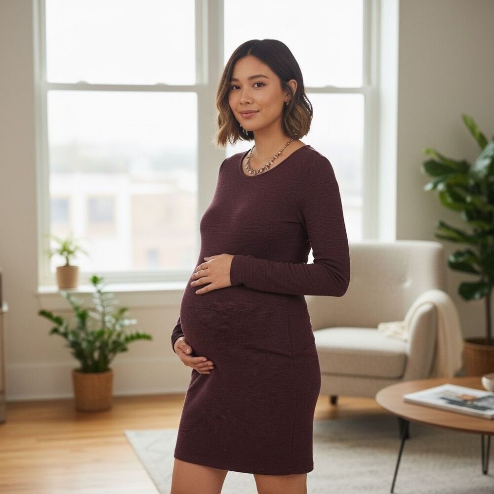 Noppies Ribbed Zipper Back Maternity Dress